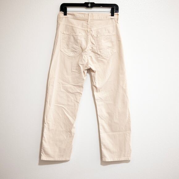 Mother The Ditcher Crop Jeans Chalk It Up Beige Straight Leg High Waist SZ 25 - Picture 4 of 9